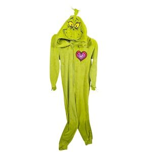 Grinch Dr. Seuss Hooded Onesie Zip Size Small Halloween Christmas Pajama Costume